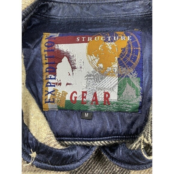 Structure Expedition Gear Shacket Plaid Shirt Medium Button Down Pockets Neutral - Picture 6 of 9